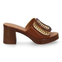 PuntoSalao Zuecos de tacón cómodo hebilla color camel VR5-1610 - details 0