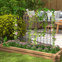 Outsunny Juego de 2 Enrejados de Jardín Soportes para Enredaderas con Marco de Acero para Plantas Trepadoras y Decoración Patio Terraza 55x128 cm Negro - details 1
