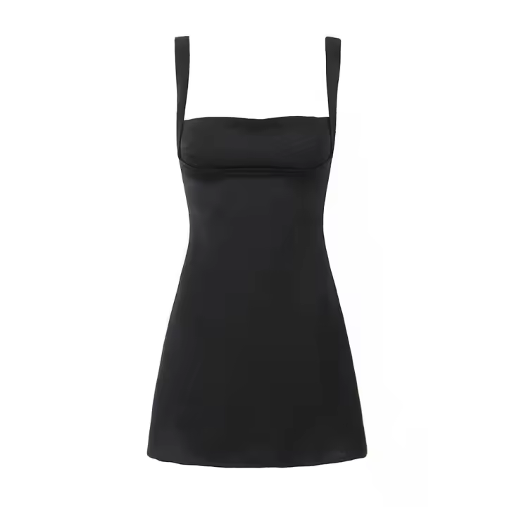 Vestido Mini De Encaje Negro Sin Espalda Con Cierre De Cremallera Willshela Para Mujer Estilo Vintage Con Tirantes Y Cuello Cuadrado Chic Y Casual - 1