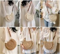 Bolso bandolera de Algodón para Playa, Bolso de mano de paja de Verano, Bolso Hobo Pequeño para Mujer - details 0