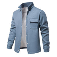 2024 otoño e invierno nuevo estilo terciopelo engrosado waffle chaqueta de punto con solapa para hombre abrigo con bolsillo tops para hombres - details 8