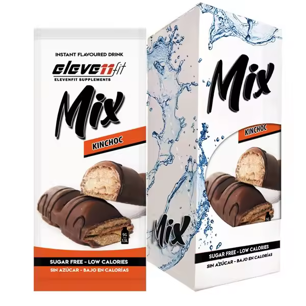 Eleven Fit Mix Instantáneo, Caja de 12 Sobres Sabor Kinchoc - Prepara 1.5L de Bebida Saludable - Sin Azúcar, Baja en Calorías y Carbohidratos - Ideal para Agua/Leche, Cocinar y Preparar Postres - Mejora tu Dieta - Apto para Adultos y Niños - 1