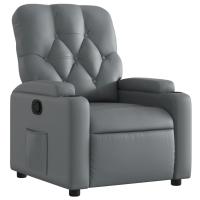 vidaXL Sillón reclinable de cuero sintético Negro, Gris, Sillon Dormitorio Sillon Comodos Silla Relax Sillón Sofá - details 0