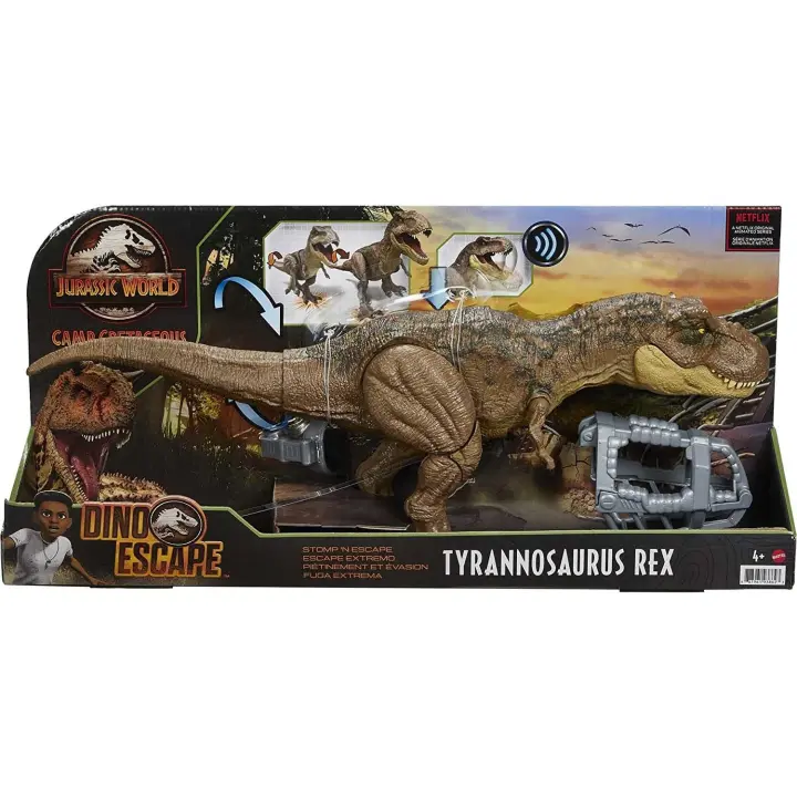 Jurassic World Dinosaurio T-Rex Pisa y Ataca Figura de juguete articulada con sonidos, para niños Mattel GYW84 - 1