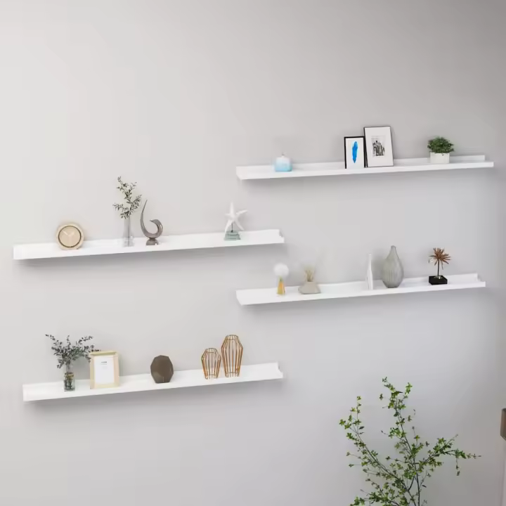 Estantes de pared 4 unidades blanco 100x9x3 cm - 1