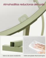 Mesa auxiliar redonda de cristal, marco de acero, en verde laurel o blanco perla, ideal para salón y balcón - details 7