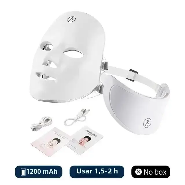 Máscara Facial LED De 7 Colores Con Cuello Terapia De Luz Roja Para Rejuvenecimiento Piel Tensión Anti-Edad Belleza Bio-Light Whiting Casa - 1