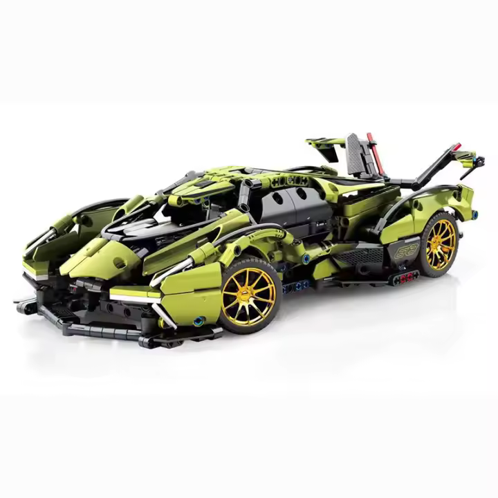 Bloques De Construcción De Coche Deportivo T1005 Electroplata Dorada 1:14 1309PCS Juguete Tecnológico De Carreras Para Adultos Y Niños - 1