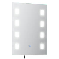 kleankin Espejo de Baño con Luz LED 14,5 W 70x50 cm Espejo para Baño con Función de Antivaho Marco de Aluminio Interruptor Táctil y Luces Blanco Frío Plata - details 0