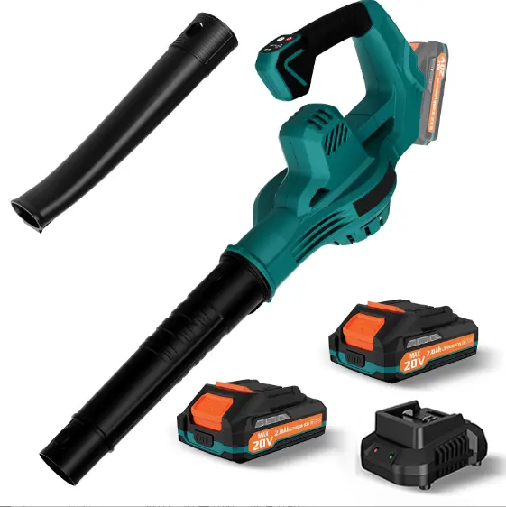 Soplador de hojas sin cuerda con batería y cargador 2 * 20v, 2 niveles de velocidad, adecuado para cuidado de césped, patio, acera y soplador de nieve, soplador de hojas manual antideslizante - 1