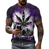 Camiseta De Verano Con Estampado 3D De Hoja De Cannabis Estilo Casual Y Moda Callejera Manga Corta Para Hombre - details 6
