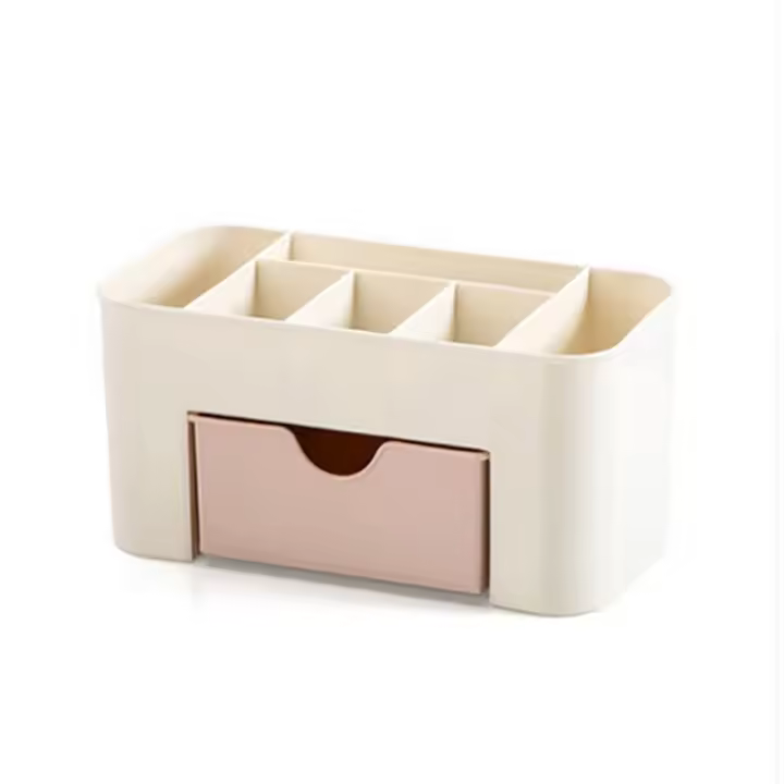 Organizador De Maquillaje Caja De Almacenamiento Con Cajón Estuche Para Palitos De Cotonete Y Labial Organizador De Pinceles Contenedor Acrílico De Plástico - 1