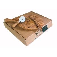 Pizhka - Set para Pizza en Madera de Olivo 30cm + Espátula Ranurada 30cm y Cortador de Pizza - details 1
