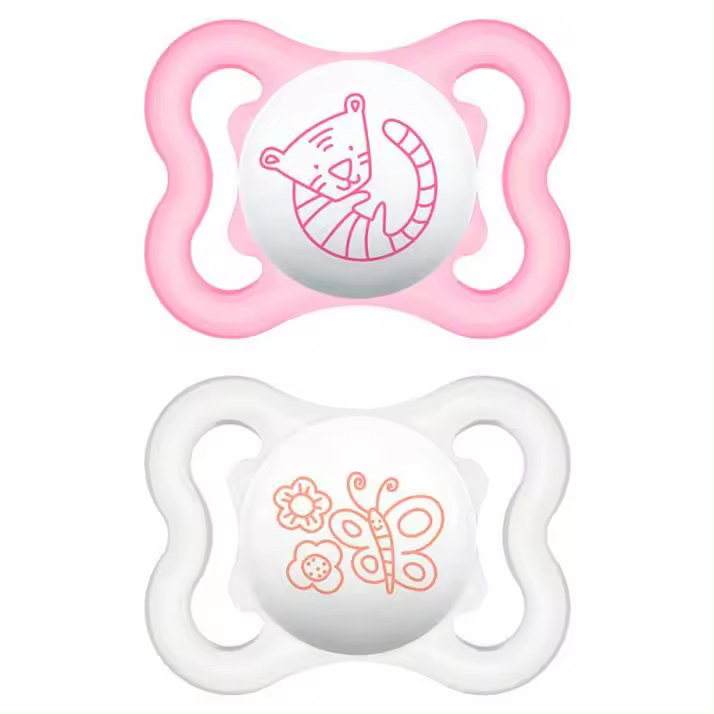 Mam Chupete Mini Air 0+ Silicona 2 Uds Blanco-Rosa - 1