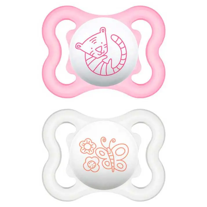 Mam Chupete Mini Air 0+ Silicona 2 Uds Blanco-Rosa - 1