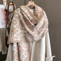 Poncho De Cashmere Floral Impresión Para Mujer Bufanda De Lujo Cálida Pashmina Viaje Chal Envoltura Estilo Elegante 2023 - details 15