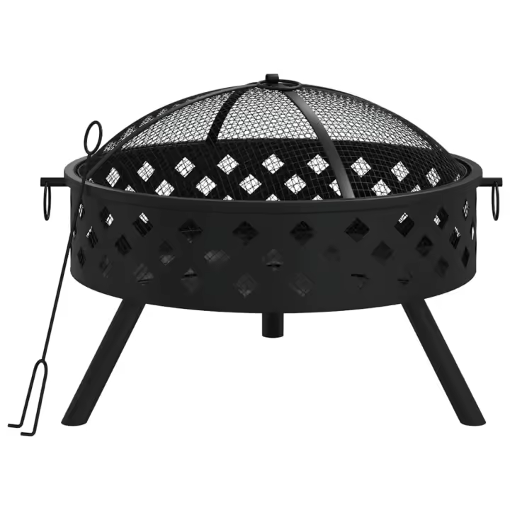 vidaXL Brasero con atizador acero XXL 58 cm - 1