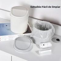Mini Papelera De Escritorio Pequeña Cubeta De Basura Con Tapa Para Dormitorio Almacenamiento De Espacio Limpia Casa Y Oficina - details 2