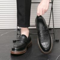 Nuevos Loafers Para Hombre En Cuero Patentado Con Patrón De Piedra Zapatos De Boda Y Casual Con Punta Redonda Cierre SLIP-ON - details 18