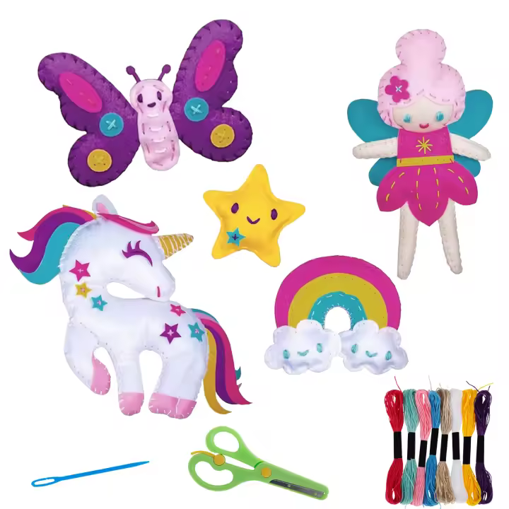 Kit De Costura DIY Para Niños 9/5 Piezas Conjunto De Manualidades De Animales Bonitos Para Crear Llaveros Y Adornos Hechos a Mano Regalos Para Principiantes - 1