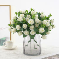 Vaso De Flores Artificiales Para Decoración De Hogar Jardín Exterior Navidad Rosas Silken Eucalipto Hojas Plantas Falsas Para Bodas Y Fiestas - details 6