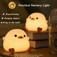Lámpara De Noche LED De Silicona En Forma De Pato Durable Iluminación Suave Para Dormitorio Luz De Mesa Recargable Decorativa - details 6