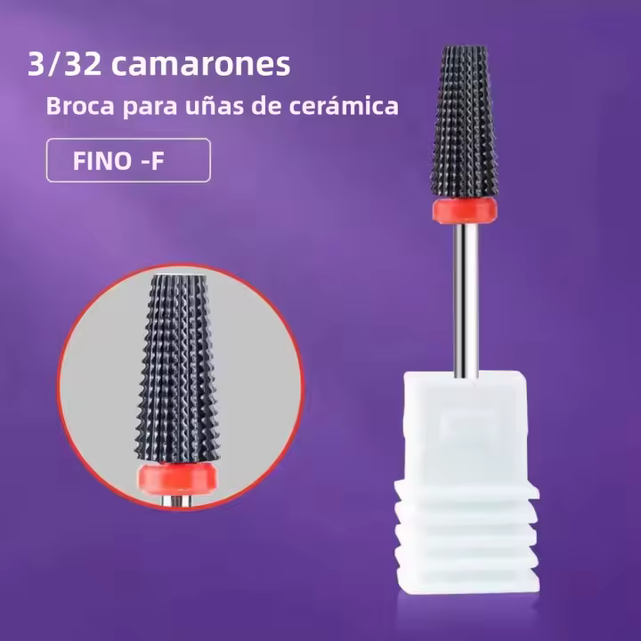 Broca De Uñas Cerámica Negra 5 En 1 Para Máquina Eléctrica De Taladro Con Rosca De 3/32" Eliminación Rápida De Acrílico Y Gel Duro - 1