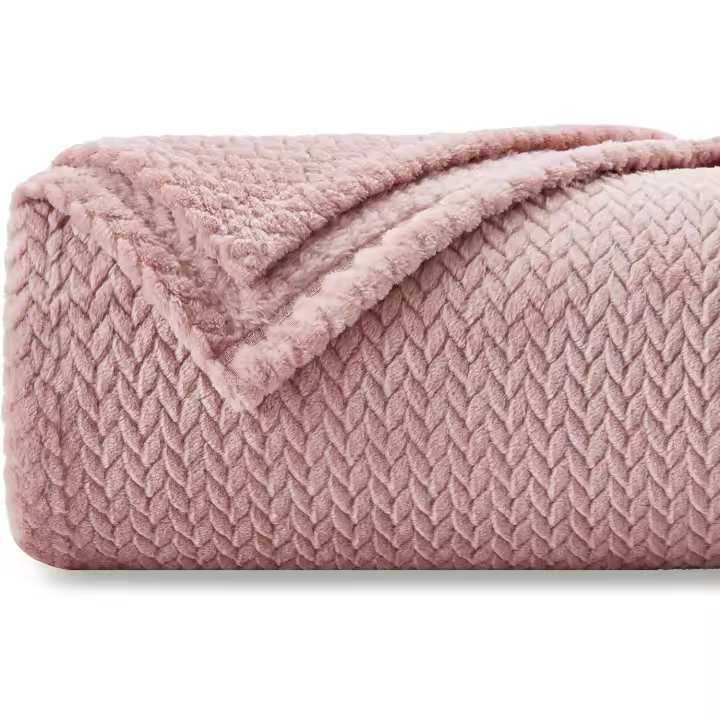 Super Soft Throw Blanket Dusty Pink Premium Siy Flannel Fleece Leaves Pattern Lightweight Bed Blanket All Season Use (Dusty Pink, Throw(40"x50")) - 1
