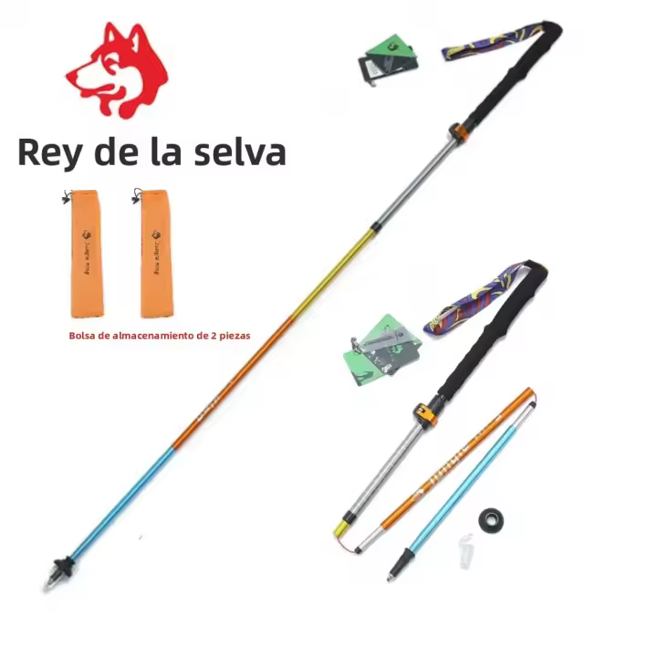 Jungle King 7075A Palas De Camuflaje Para Senderismo Y Escalada Plegables De Aleación De Aluminio 5 Secciones Con Manija EVA - 1