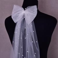 Velo De Novia Elegante Con Borla Y Perlas Accesorio De Cabello Para Boda Corto Y Decorativo Para La Parte Trasera Del Cabello - details 4