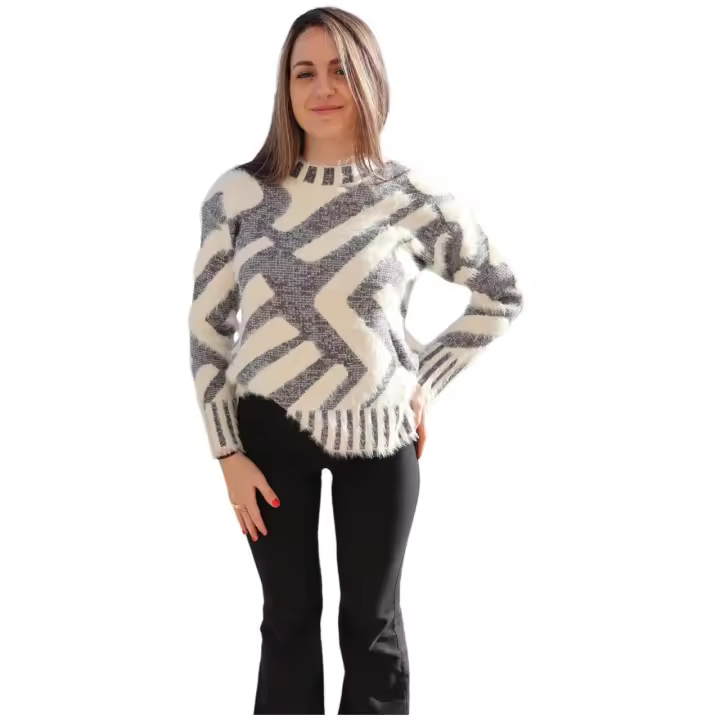 Everlyx - Jersey Diseño Geométrico con Cuello Redondo - Ropa de Mujer - Modelo Geometric One - 1