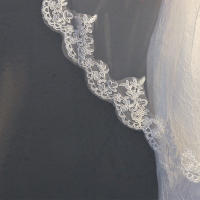 Velo De Novia Elegante Para Mujeres Con Peine En Tulle Y Encaje Accesorios Para El Cabello De Boda 1 Capa Adornos Para Mujeres - details 3