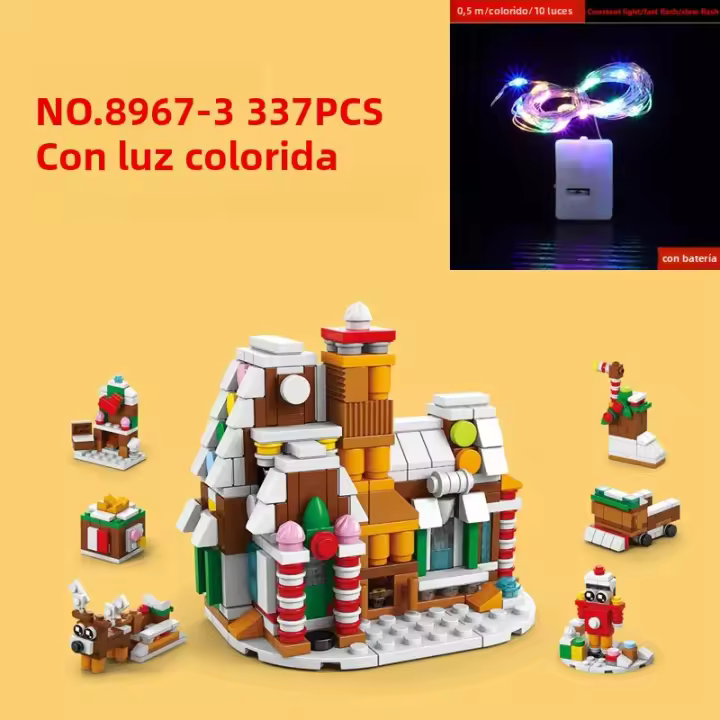 Juego De Bloques De Construcción Navideño 6 En 1 Con Luz Vila De Invierno Creativa Casa DIY Bloques De Construcción Para Niños Regalo De Navidad - 1