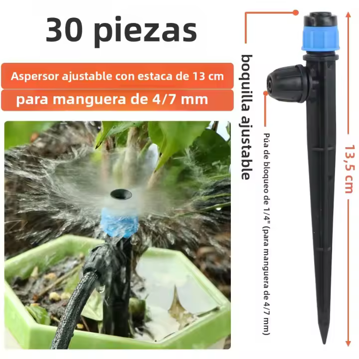Garden 13cm Palillo De Riego Con Rosca 360 Grados Rotativo Boquilla Vórtice Emisores Para Tubo De Agua 1/4 Plántulas Macetas Derramador - 1