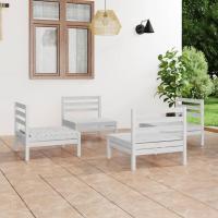 vidaXL Juego de muebles de jardín 4 piezas madera de pino maciza en color Marrón/Blanco | almacenamiento funcional diseño moderno para baño dormitorio sala - details 1