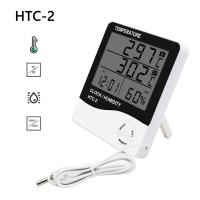 Metros De Temperatura Y Humedad Digital LCD HTC-2 Estación Climática Con Reloj Para Interior Y Exterior Medidor De Clima - details 1