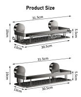 Estante De Baño De Succión Sin Perforar Organizador De Pared Para Ducha Y Lavabo Soporte Para Shampoo De Aluminio Espacial Gris Armario De Baño - details 10