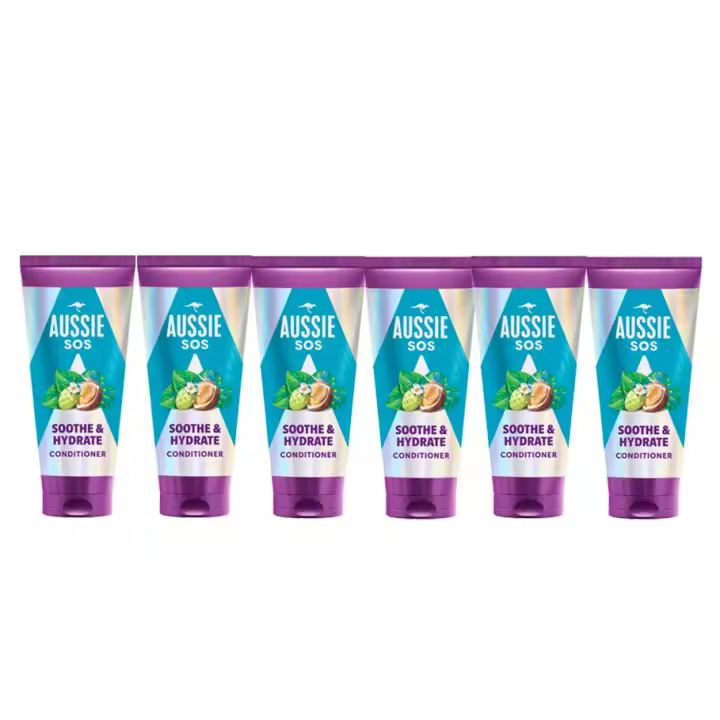 Aussie SOS Soothe & Hydrate Acondicionador Para Pelo Y Cuero Cabelludo Muy Secos. Hidrata Intensamente Y Desenreda El Cabello. Deja El Pelo Suave, Liso Y Brillante De Raíz A Puntas. Vegano 6 unidades de 200ml - 1