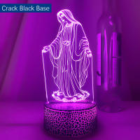Lámpara De Noche 3D Ilusión De Jesús Cambio De 7 Colores Control Remoto LED Decorativa Cristiana Luz De Oración De Mesa - details 6
