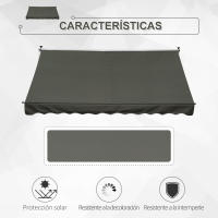 Outsunny Toldo Manual Retráctil para Exterior 300x150x170-280 cm Toldo Enrollable Altura Ajustable con Manivela Protección Solar para Terraza Balcón Jardín - details 3