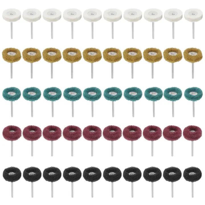 Set De 50/58PCS De Cepillo De Abrasivo Para Broca Mini Con Fibra De Nylon Y Rosca De 1/8 Pulgada Para Herramienta Rotativa Dremel Accesorios De Pulido Y Polvo - 1