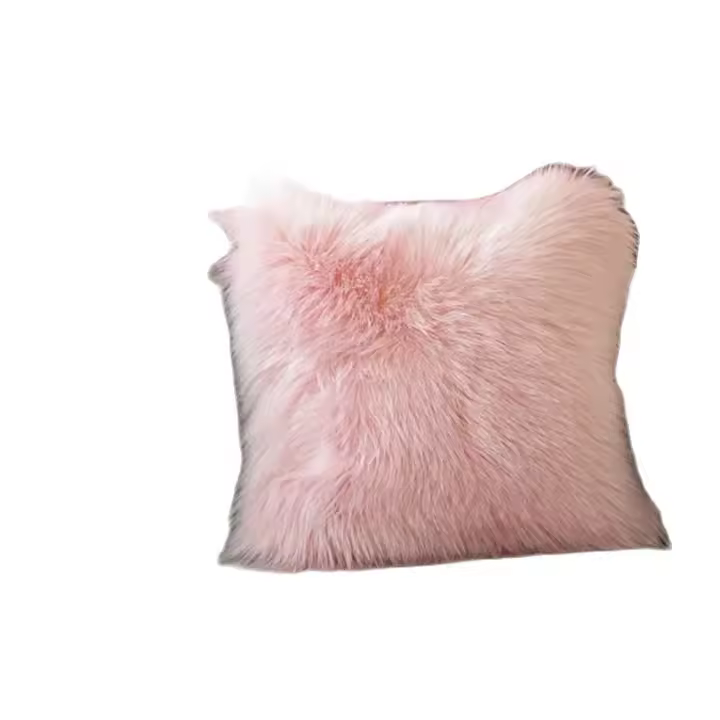 Cojín Decorativo De Peluche Rosa 40X40CM/45X45CM/50X50CM Cubierta De Falsa Pelo Sin Relleno Doble Cara Para Cama Silla Coche - 1