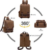 Mochila vintage de moda para hombre, bolso de hombro convertible para iPad de 12,9 pulgadas, bolso de lona informal para la escuela, viajes, trabajo, senderismo, camping, mochila de lona para hombre. - details 4