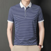 Camisa Polo De Punto Para Hombre 2024 Con Estampado De Rayas Algodón Transpirable Y Cómoda Para Negocios Casual Estilo Moderno - details 18