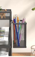 Gran Capacidad Soporte Para Bolígrafos De Metal Pared Montado Caja De Almacenamiento Para Escritorio De Oficina Estudiante Recipiente Para Bolígrafos Niños Organizador De Archivos Para Niñas - details 2