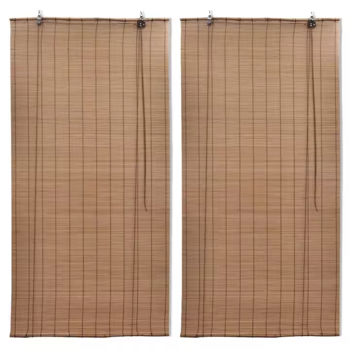 Estor enrollable de bambú 2 unidades marrón 80x160 cm - 1