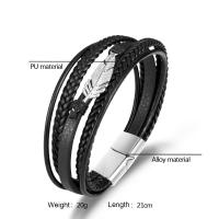 Pulsera De Cuero Y Aluminio Vintage Con Abrazadera Magnética Versátil Para Hombre Estilo Multifacético Y Moda - details 0
