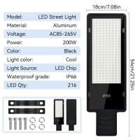 Lámpara De Calle LED Potente 200W IP65 Impermeable Con 216 LEDs Luz Exterior De Jardín Alta Brillo AC85-AC265V Instalación Auto-Contenida - details 2