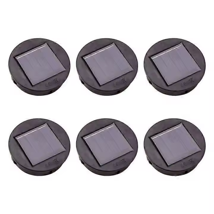 6Pc Solar Powered Replacement Round LED Light Box Solar Battery Box Solar Cells -Ion Battery Charge - 1