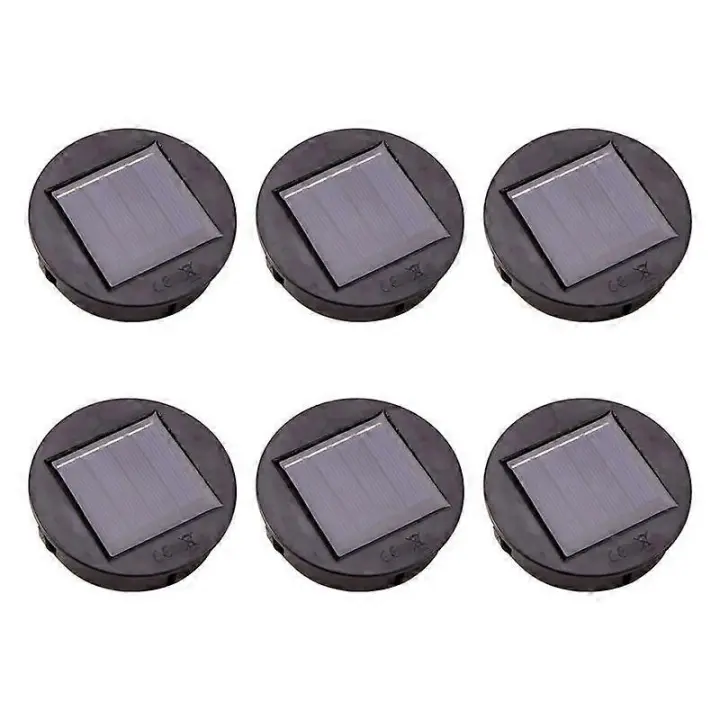 6Pc Solar Powered Replacement Round LED Light Box Solar Battery Box Solar Cells -Ion Battery Charge - 1